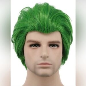 Vibrant Men Short Straight Green Halloween Cosplay Anime Costume Wig